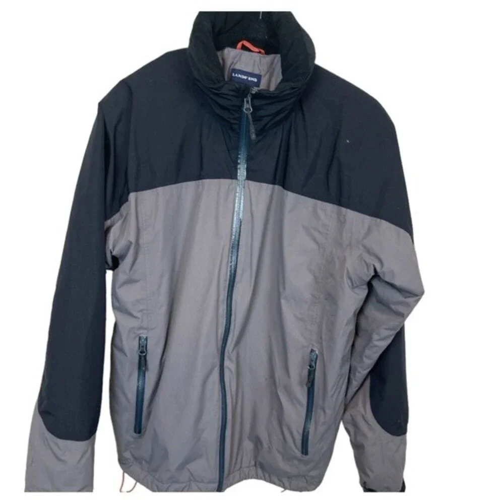 Lands End waterproof coat sz M 38-40 grey black